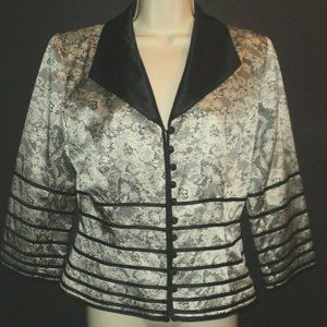 JS Collections Size 8 Jacket 100% Silk Lace Print